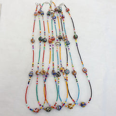 Lot 5 pcs African Glass Beads With Afghan Tiny Seed beads Necklaces SD-2