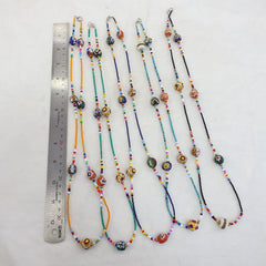 Lot 5 pcs African Glass Beads With Afghan Tiny Seed beads Necklaces