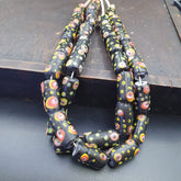 Vintage Black Gabri Eyes Glass Beads Strand