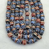 vintage Millefiori Fancy FEATHER Aventurine glass beads 25×10 MM | LONG STRAND