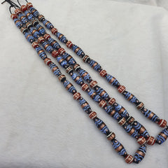 vintage Millefiori Fancy FEATHER Aventurine glass beads 25×10 MM | LONG STRAND