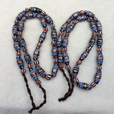 vintage Millefiori Fancy FEATHER & chevron glass beads 25×10 MM | LONG STRAND