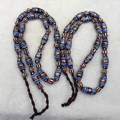 vintage Millefiori Fancy FEATHER & chevron glass beads 25×10 MM | LONG STRAND