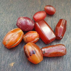 Lot 9 Antique Red Agate Himalayan Tibetan African Agate carnelian Beads