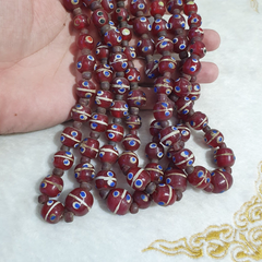 Vintage Thousand Eyes Skunk Trade beads Blue eye beads long 36 inches Necklace