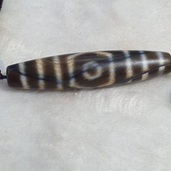 Vintage Old Tibetan 3Circle Eyes in eye 3 Lines Agate stone Dzi Bead Amulet