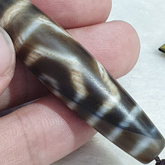 Vintage Old Tibetan 3Circle Eyes in eye 3 Lines Agate stone Dzi Bead Amulet