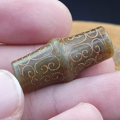 EARLY CHINESE Green JADE BEAD PENDANT  Haitian Jade certificate Provided-4236