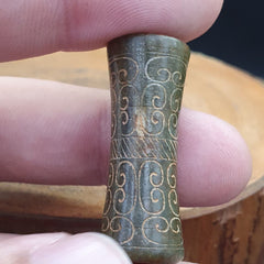 EARLY CHINESE Green JADE BEAD PENDANT  Haitian Jade certificate Provided-7278