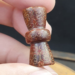 EARLY CHINESE Red JADE BEAD PENDANT  Haitian certificate Provided-489