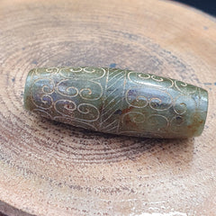 EARLY CHINESE Green JADE BEAD PENDANT  Haitian certificate Provided-698