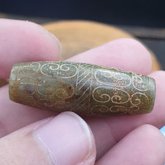 EARLY CHINESE Green JADE BEAD PENDANT  Haitian certificate Provided-698