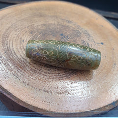 EARLY CHINESE Green JADE BEAD PENDANT  Haitian certificate Provided-698