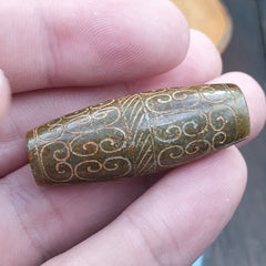 EARLY CHINESE Green JADE BEAD PENDANT  Haitian Jade certificate Provided-699