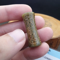 EARLY CHINESE Green JADE BEAD PENDANT  Haitian Jade certificate Provided-6021