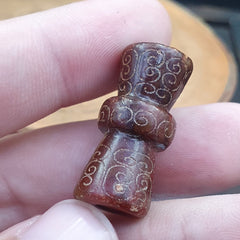 EARLY CHINESE Red JADE BEAD PENDANT  Haitian certificate Provided-510