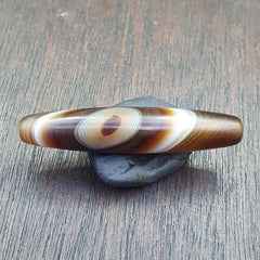 Antique Yemeni Middle Eastern Agate Eyes Patterns Suleimani Agate Bead