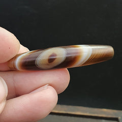 Antique Yemeni Middle Eastern Agate Eyes Patterns Suleimani Agate Bead