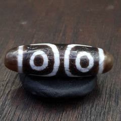 Tibetan Nepalese Triple Eyes Agate stone Dzi Bead Amulet HQ-A-5