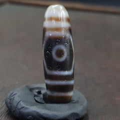 Tibetan Nepalese Triple Eyes Antique Agate stone Dzi Bead Amulet HQ-A-6