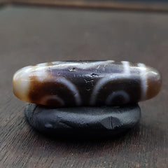 Tibetan Nepalese Triple Eyes Antique Agate stone Dzi Bead Amulet HQ-A-6