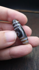 Tibetan Nepalese Triple Eyes Antique Agate stone Dzi Bead Amulet HQ-A-6