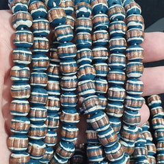 Vintage Venerano ART blue Fancy Aventurine GLASS BEADS Strand