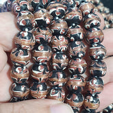 Vintage Aventurine Millefiori Black Fancy Feather glass beads 10mm 24" Necklace