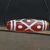 Tibetan Southeast Asian RED Etched Agate Bead Decorated Bead