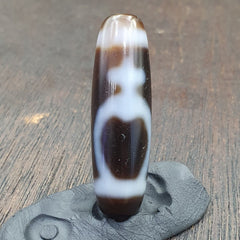 Vintage Agate Himalaya Tibetan Double Tasso Dzi Bead Amulet