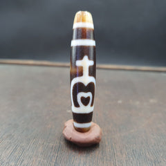 Tibetan Old Agate Dzi Bead " Unique Pattern " Amulet Pendant
