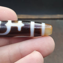 Tibetan Old Agate Dzi Bead " Unique Pattern " Amulet Pendant