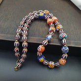 Vintage Chevron and African Multilayers Glass Beads Necklace NC-804