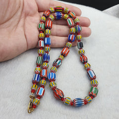 Vintage Chevron and Venetian Whit heart Multilayers Glass Beads Necklace NC-805