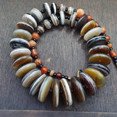 VERY RARE COLLECTION ANCIENT DZI AGATE STONE DISC Himalaya Beads Necklace B-1