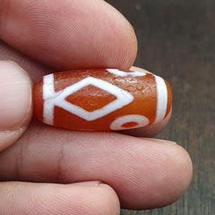 lot 2 Antique HIMALAYAN Indo Tibetan Central Asian Etched Agate bead AGT-4