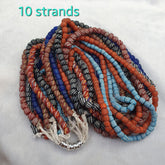 Lot10 Strands Vintage AFRICAN Multicolor Stripes GLASS BEADS 7-9MM necklace L3