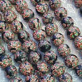 Vintage Vene Beads Unique Pattern Glass Beaded Strand Necklace 18-19mm