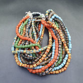 Lot9 Strands Vintage AFRICAN Multicolor Stripes GLASS BEADS 5-7MM necklace L7