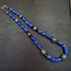 Vintage Six Layers Chevron Venetian Style Blue Chevron Beads Necklace BCN-4