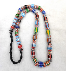 Vintage Venetian African style Chevron Beads Long Strand 8-12mm
