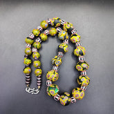 Vintage Venetian Style chevron Old trade Glass Beads Necklace NDS-3