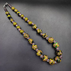 Vintage Venetian Style chevron Old trade Glass Beads Necklace NDS-3