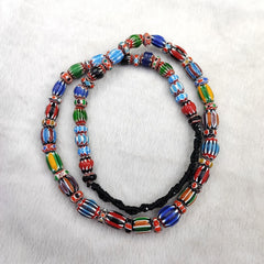 Vintage Venetian African style Chevron Beads Long Strand 8-12mm