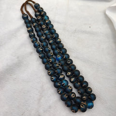 Unique Vintage Venetian Style eyes Blue Glass Beads Long Strand