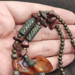 Beautiful Rusted Tibetan Silver Nepalese Stone Antique Jewelry Necklace N45