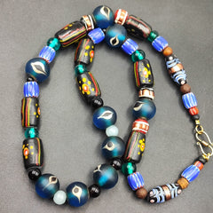 Stunning Vintage Venetian Style Chevron Feather Glass Beads MIX3