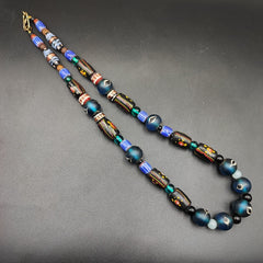 Stunning Vintage Venetian Style Chevron Feather Glass Beads MIX3