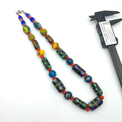 Vintage Venetian African Style Chevron Eye Glass Beads Necklace MIX1