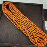 Vintage Venetian Style Orange Yellow Chevron Beads Long Strand Necklace